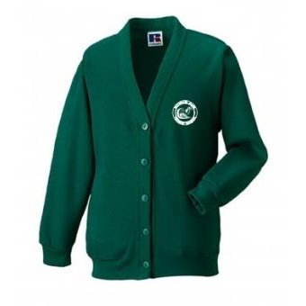Dark green store school cardigan