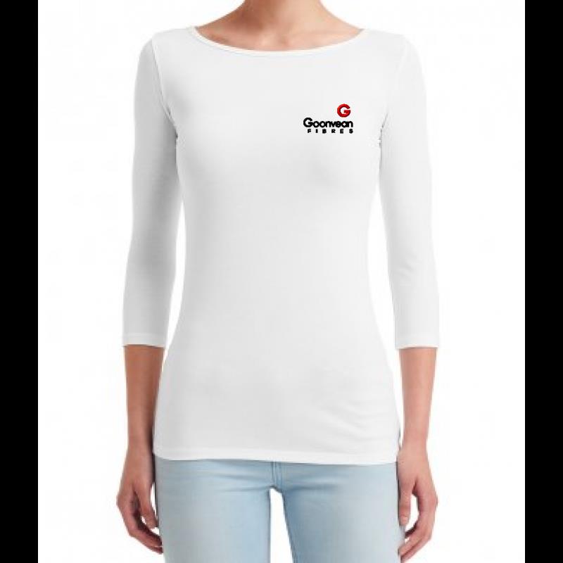 GF/White Ladies Stretch 3/4 Sleeve T