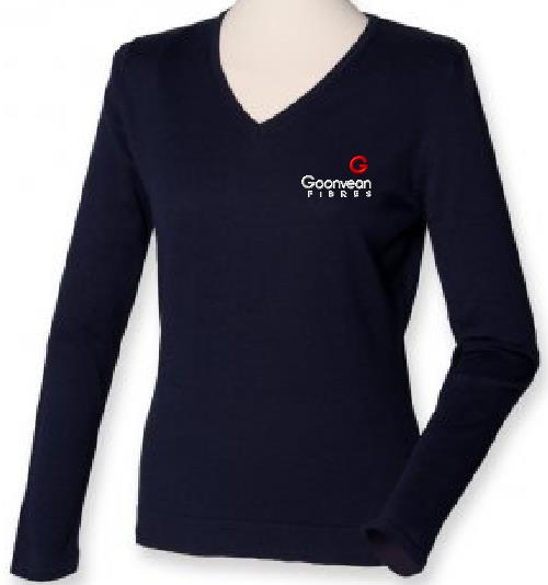 GF/Henbury Ladies Lightweight Cotton Acrylic V Neck Sweater