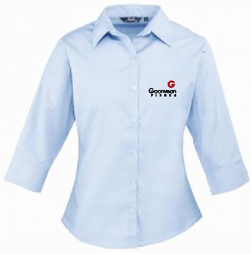 GF/Premier Ladies 3/4 Sleeve Poplin Shirt PR305
