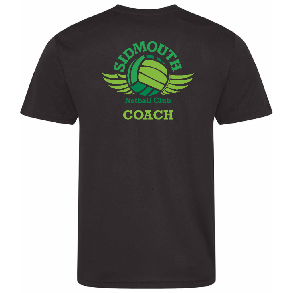 Sidmouth Netball Club COACH Cool T-Shirt – Jet Black – JC001