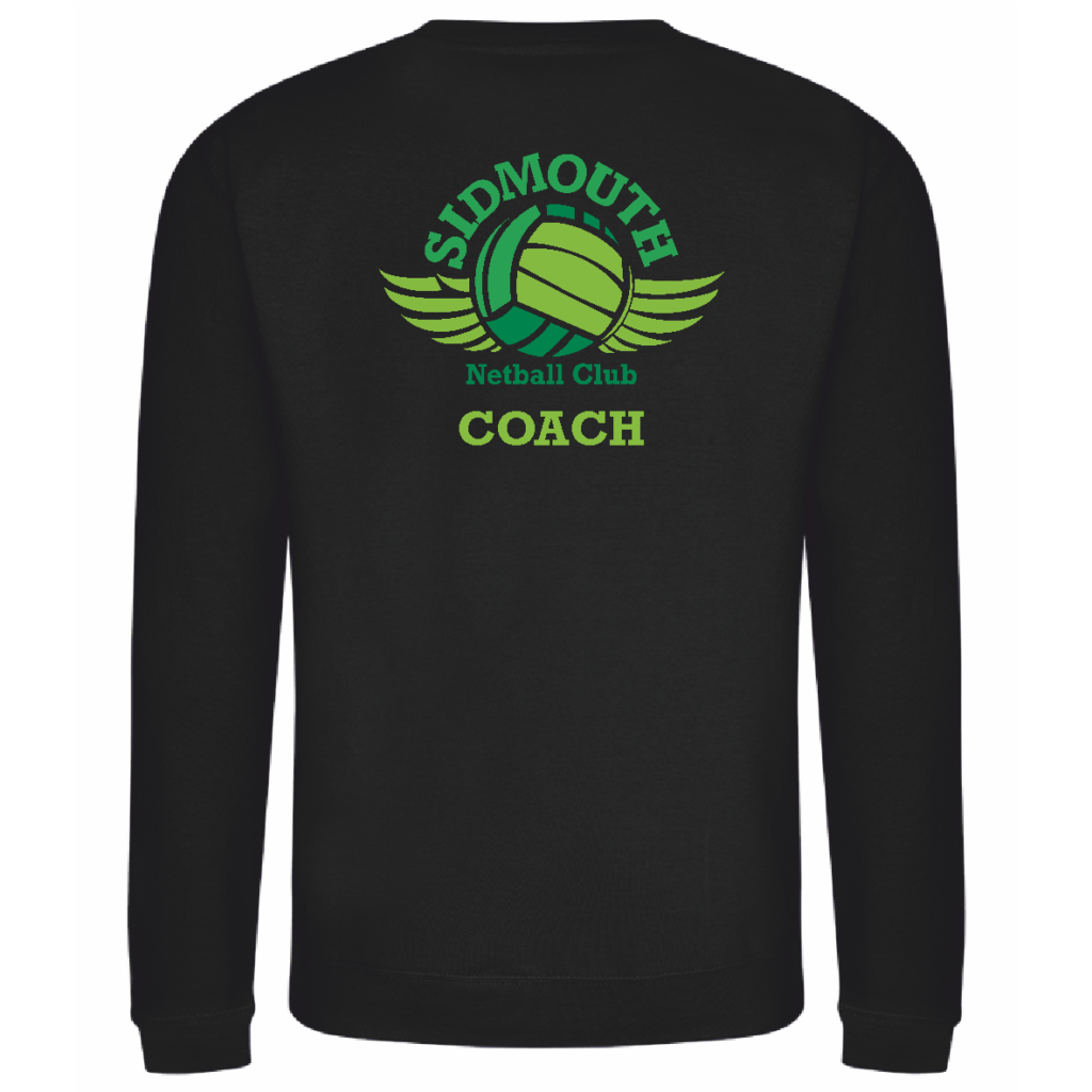 Sidmouth Netball Club COACH Sweatshirt – Jet Black – JH030