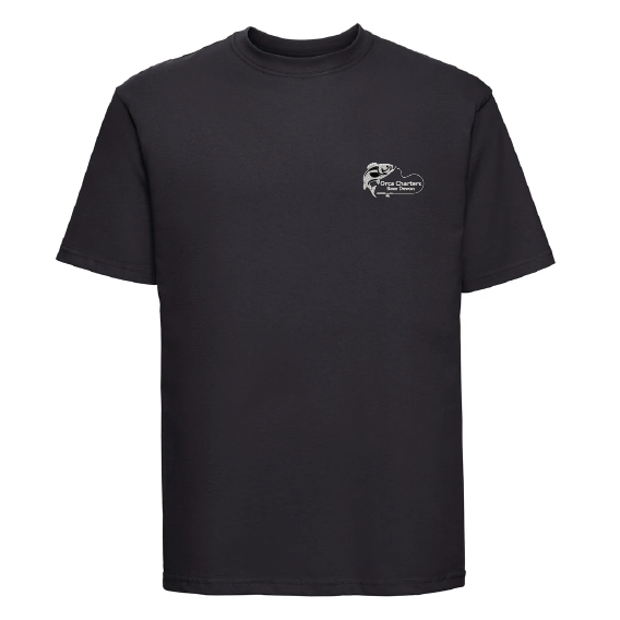 Orca Charters Beer Devon – Russell Athletic Classic Ringspun T-Shirt – Black or White – 180M
