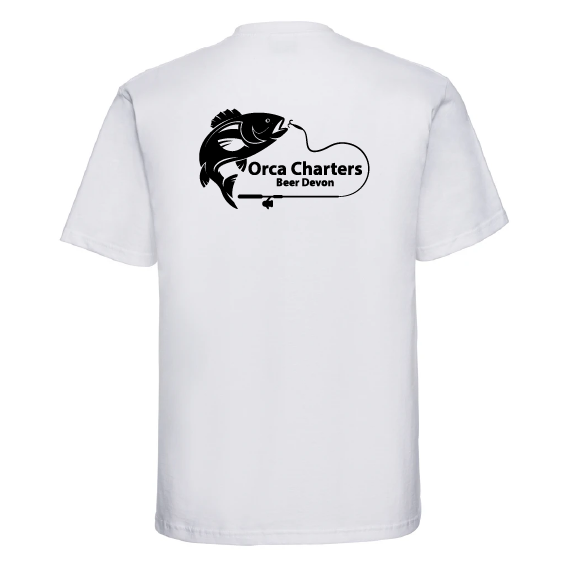 Orca Charters Beer Devon – Russell Athletic Classic Ringspun T-Shirt – Black or White – 180M