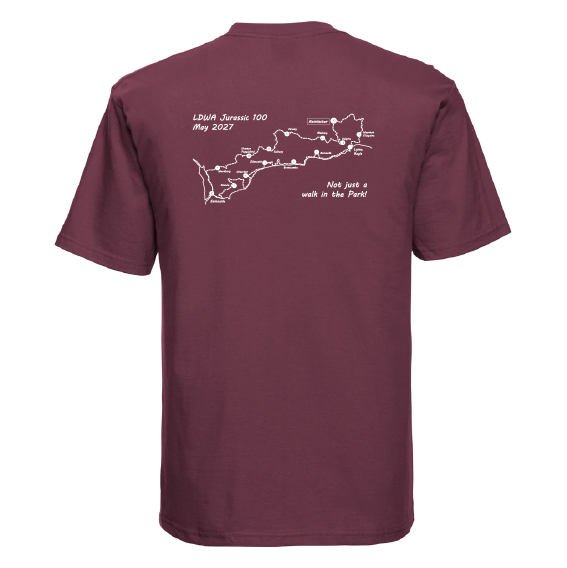 LDWA Jurassic 100 – Classic Ringspun T-Shirt – Burgundy – 180M