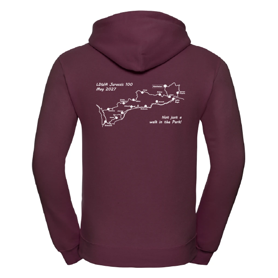 LDWA Jurassic 100 – AWDis College Hoodie – Burgundy – JH001