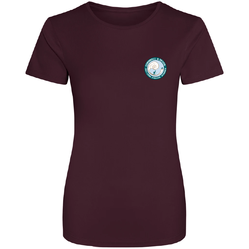 LDWA Jurassic 100 – Ladies Cool T-Shirt – Burgundy – JC005