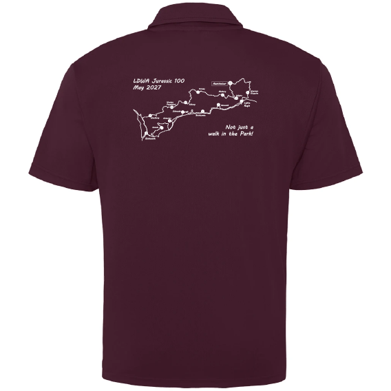 LDWA Jurassic 100 – Cool Polo Shirt – Burgundy – JC040